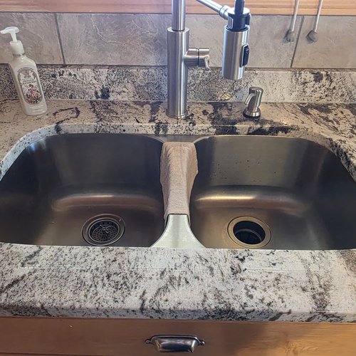 Grey Nuevo Granite with Undermount Stainless Steel Sink