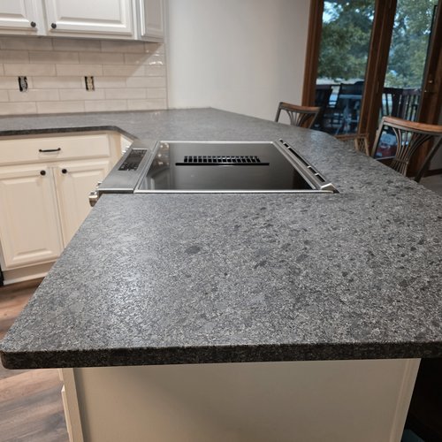 Steel Grey Satin Granite around Slide in Range